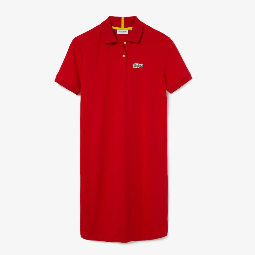 Vestido Polo Lacoste Feminino Vermelhas Branco x National Geographic Cotton Piqué WB3-35763L1