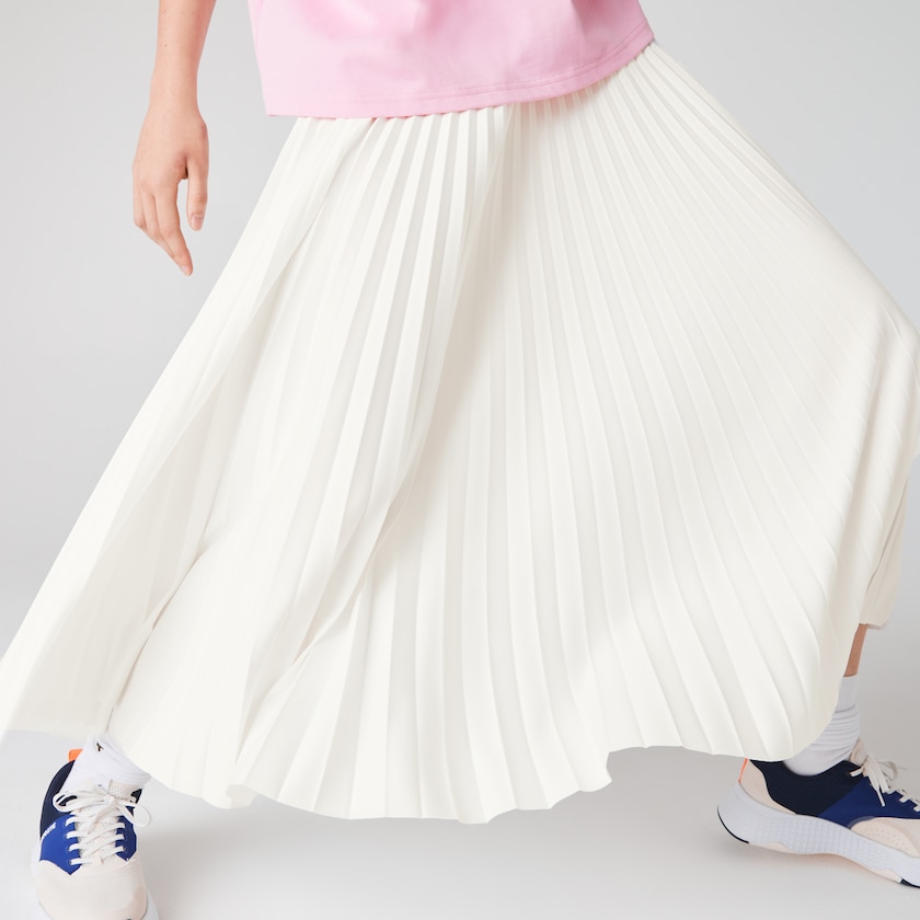 Saias Lacoste Feminino Branco Branded Elasticised Pleated ZJ7-15261Q7