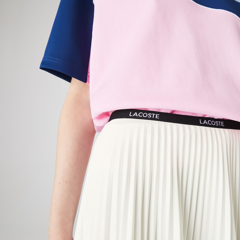 Saias Lacoste Feminino Branco Branded Elasticised Pleated ZJ7-15261Q7