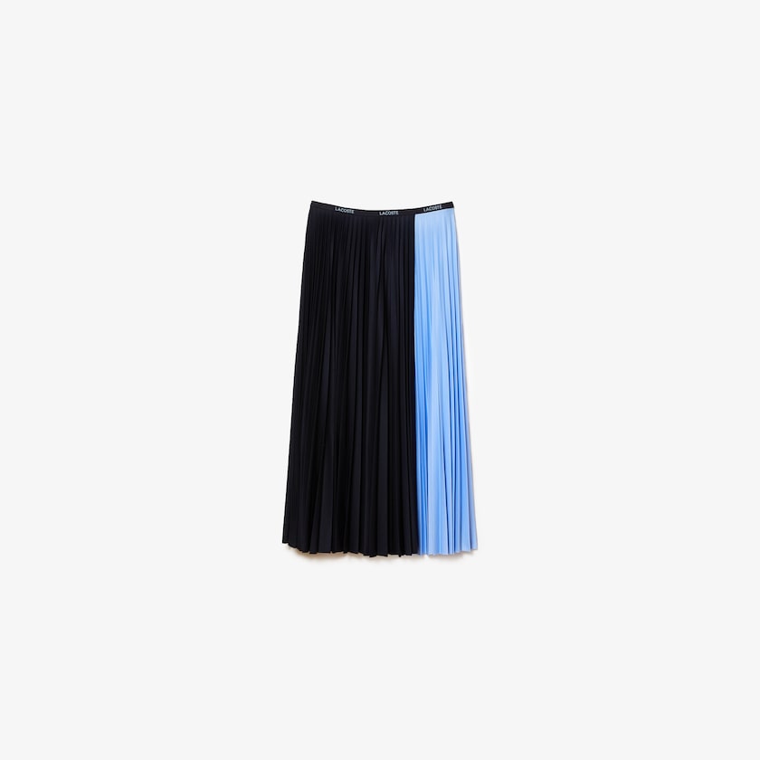 Saias Lacoste Feminino Azul Marinho Azuis Azuis Colorblock Midi Pleated EQ9-78987F0