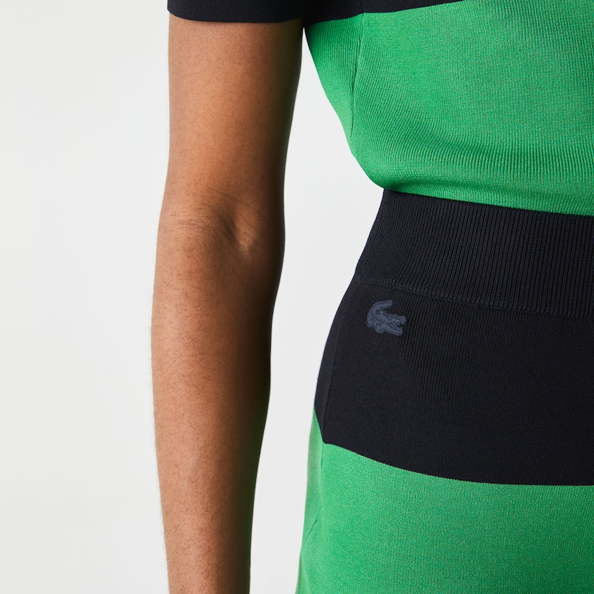 Saias Lacoste Feminino Verdes Azul Marinho Azuis LIVE Long Striped Knit KA1-97429H7