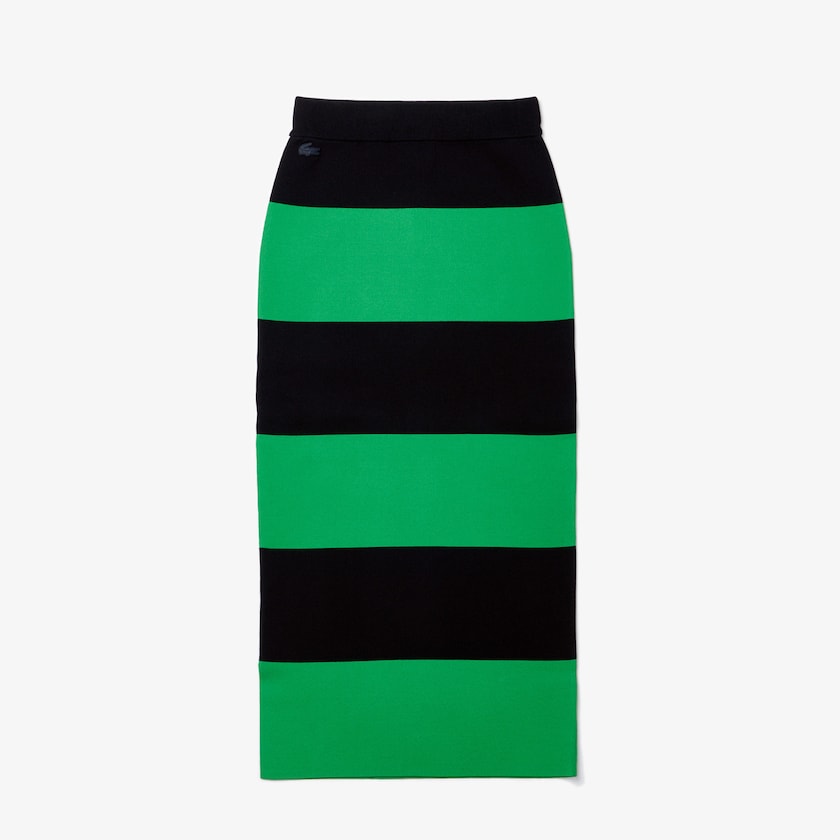 Saias Lacoste Feminino Verdes Azul Marinho Azuis LIVE Long Striped Knit KA1-97429H7