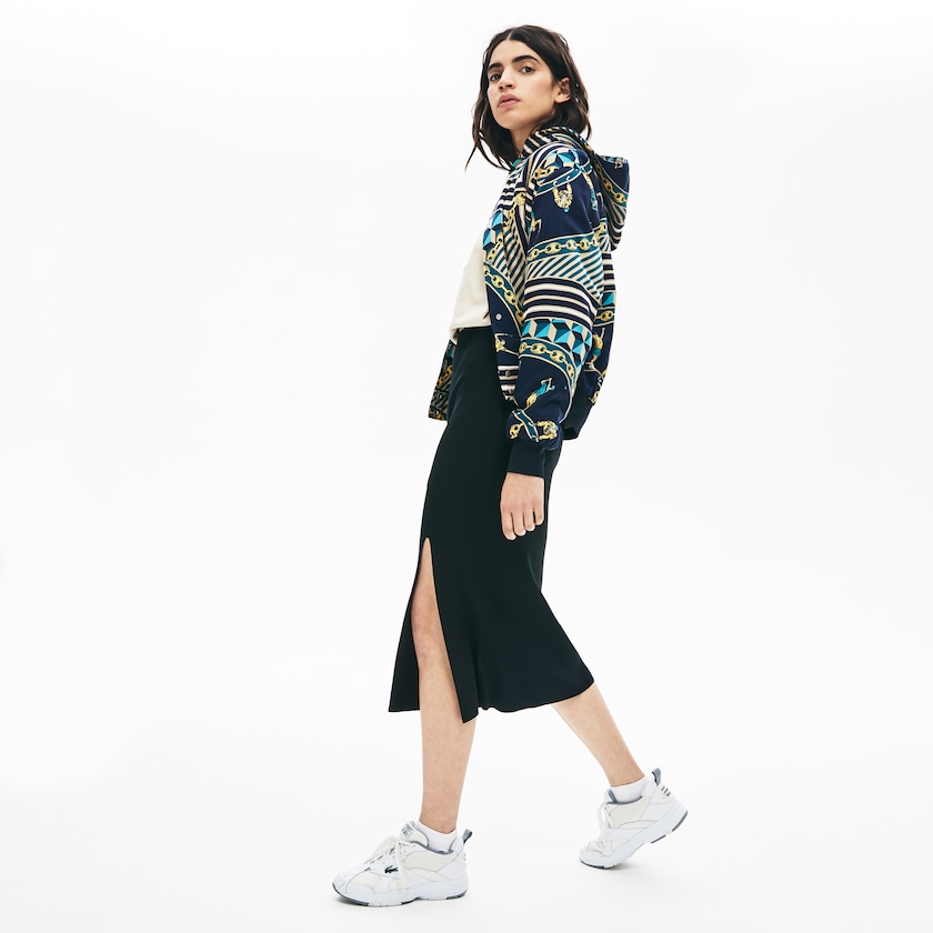 Saias Lacoste Feminino Pretas LIVE Slit-Front Knit IF1-12821Y3