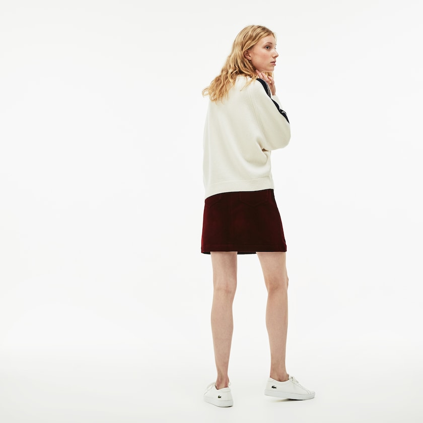 Saias Lacoste Feminino Marrom Ribbed Stretch Velour A-Line GW4-69366F4