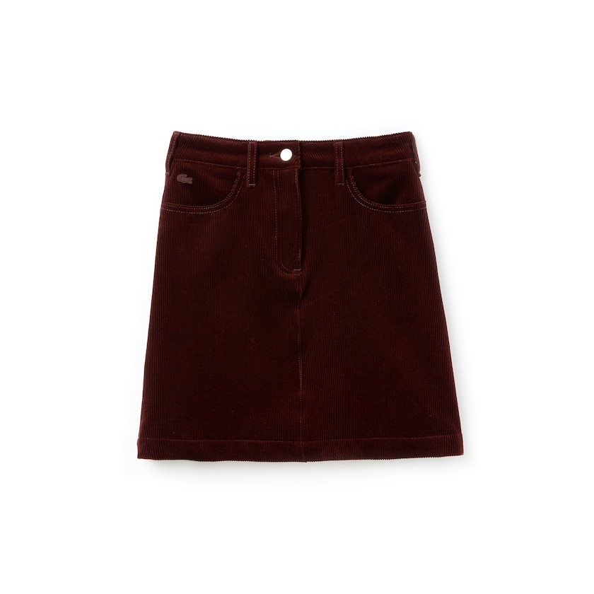 Saias Lacoste Feminino Marrom Ribbed Stretch Velour A-Line GW4-69366F4