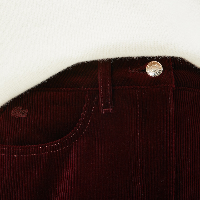 Saias Lacoste Feminino Marrom Ribbed Stretch Velour A-Line GW4-69366F4