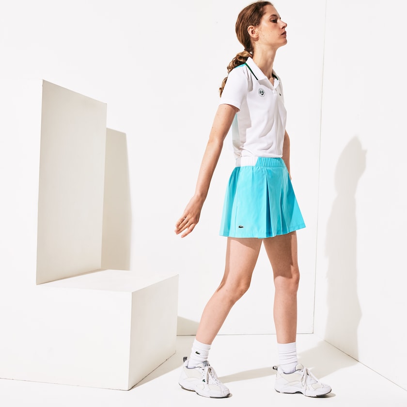 Saias Lacoste Feminino Turquesa Branco Verdes SPORT Roland Garros Culotte MX4-74557W7