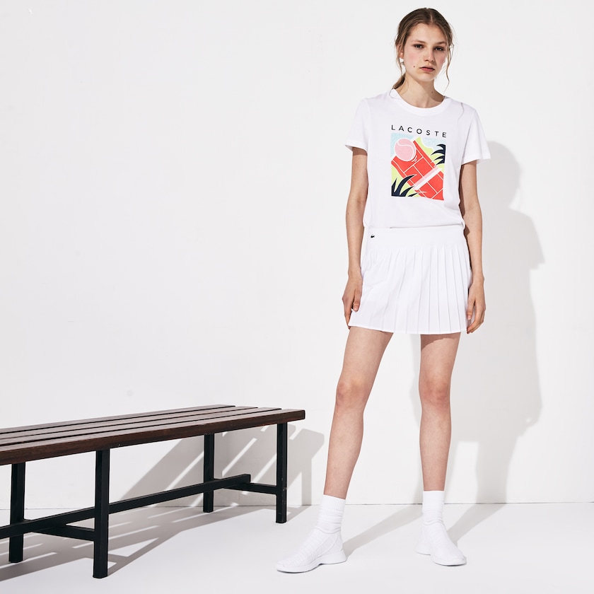 Saias Lacoste Feminino Branco SPORT Ultra Dry Pleated Tennis XU7-83008D6