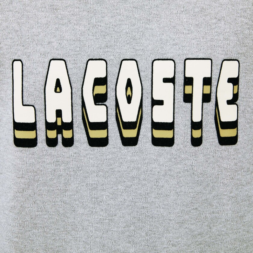 Suéteres Lacoste Masculino Cinzentas 3D-Lettering Crewneck Cotton Blend AO5-57345U0