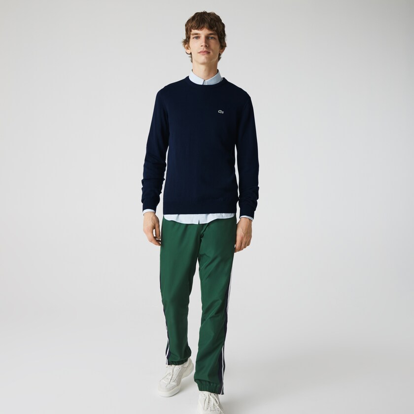 Suéteres Lacoste Masculino Azul Marinho Azuis Branco Azul Marinho Azuis Caviar Piqué Accent FL6-44184E6