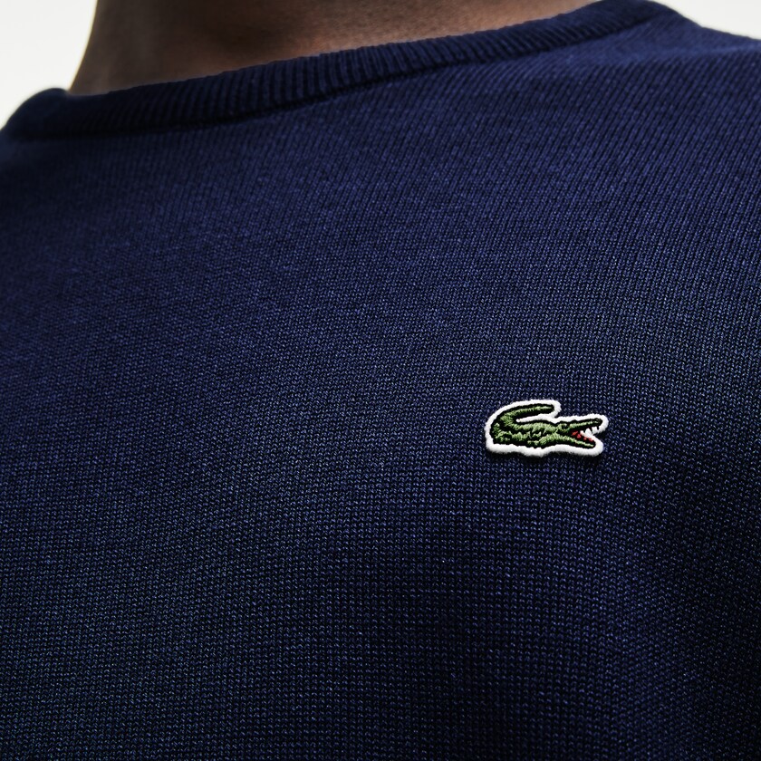 Suéteres Lacoste Masculino Azul Marinho Azuis Branco Azul Marinho Azuis Caviar Piqué Accent FL6-44184E6