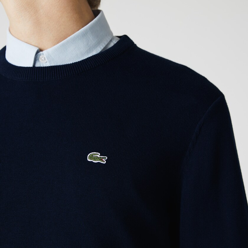 Suéteres Lacoste Masculino Azul Marinho Azuis Branco Azul Marinho Azuis Caviar Piqué Accent FL6-44184E6