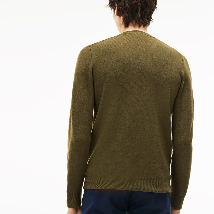 Suéteres Lacoste Masculino Bege Crew Neck Technical Knit HF6-50425P8