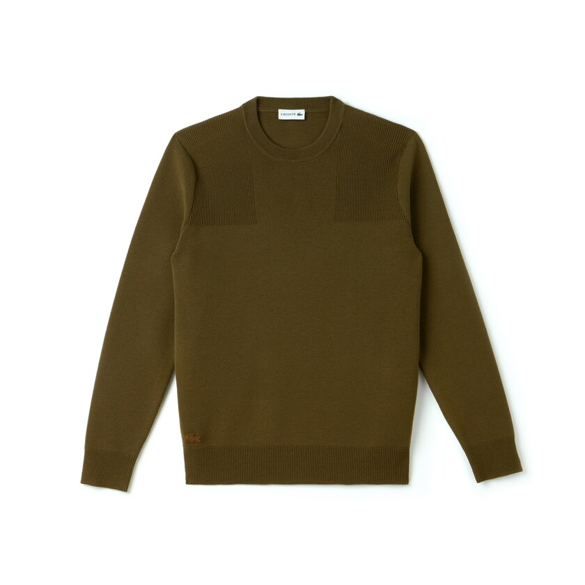 Suéteres Lacoste Masculino Bege Crew Neck Technical Knit HF6-50425P8
