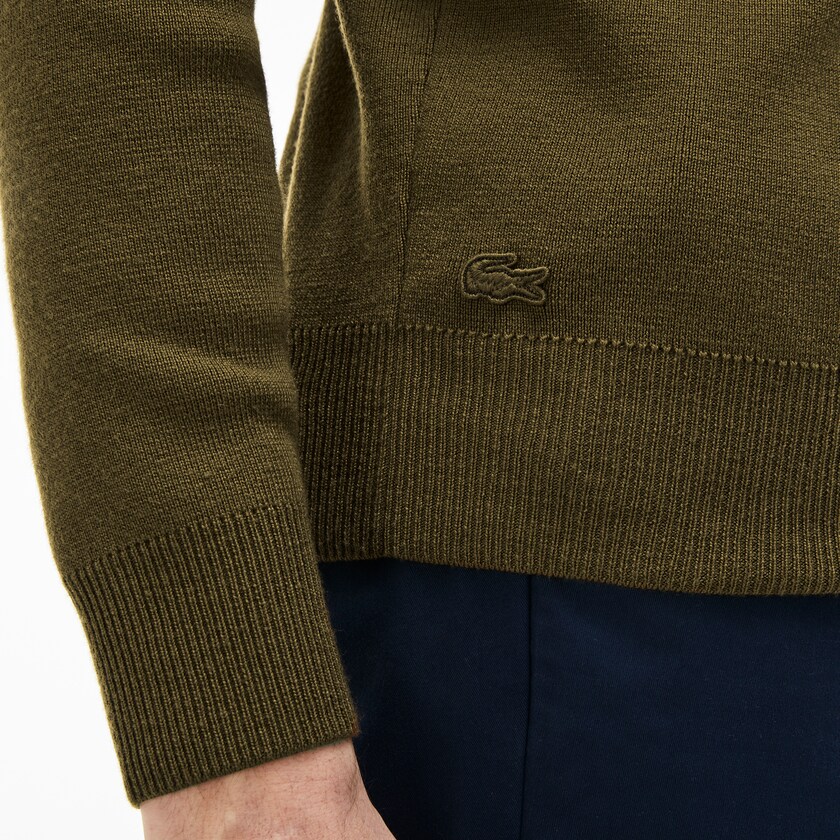 Suéteres Lacoste Masculino Bege Crew Neck Technical Knit HF6-50425P8