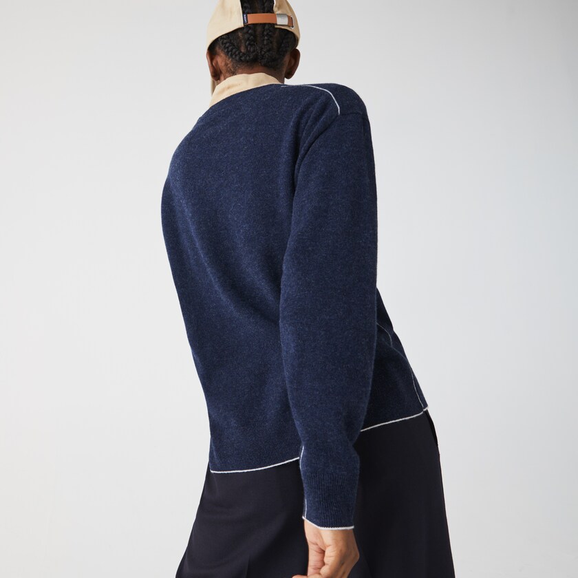 Suéteres Lacoste Feminino Azuis Crew Neck Wool XH3-63386V6