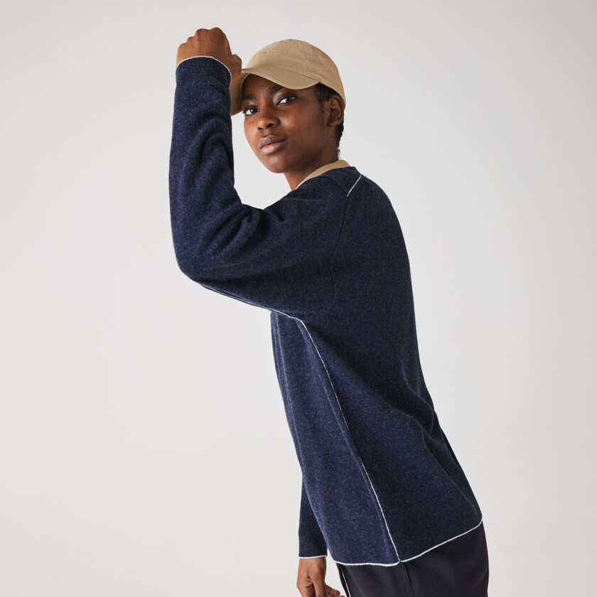Suéteres Lacoste Feminino Azuis Crew Neck Wool XH3-63386V6