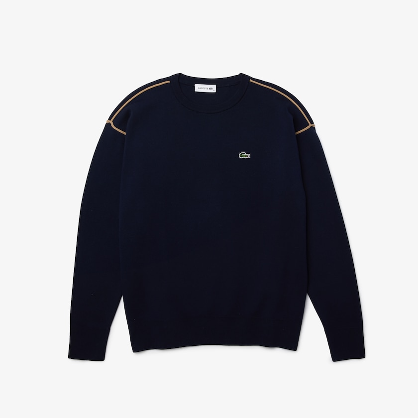Suéteres Lacoste Feminino Azul Marinho Azuis Bege Crewneck Cotton BO4-35173J8