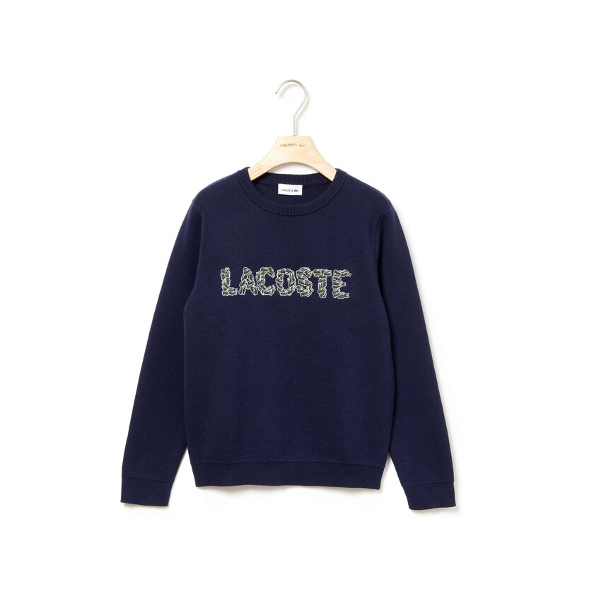Suéteres Lacoste Criança Azul Marinho Azuis Embroidered Croco Magic Wool And Cotton WD2-53765M1