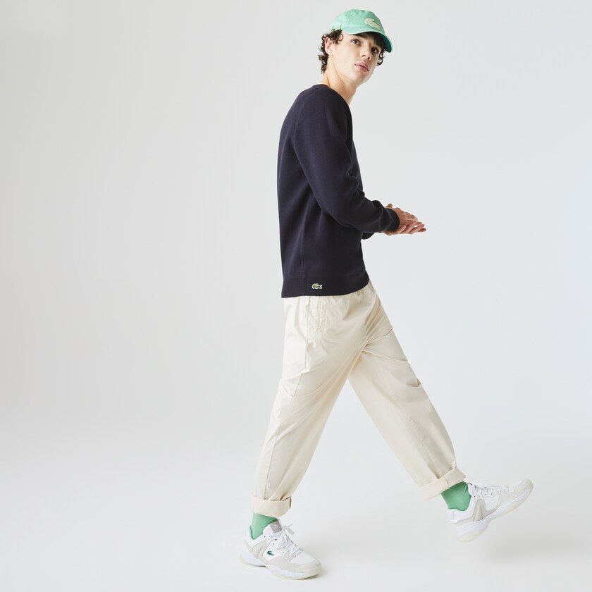 Suéteres Lacoste Masculino Azul Marinho Azuis Branco LIVE Reversible Cotton QW4-93739R4