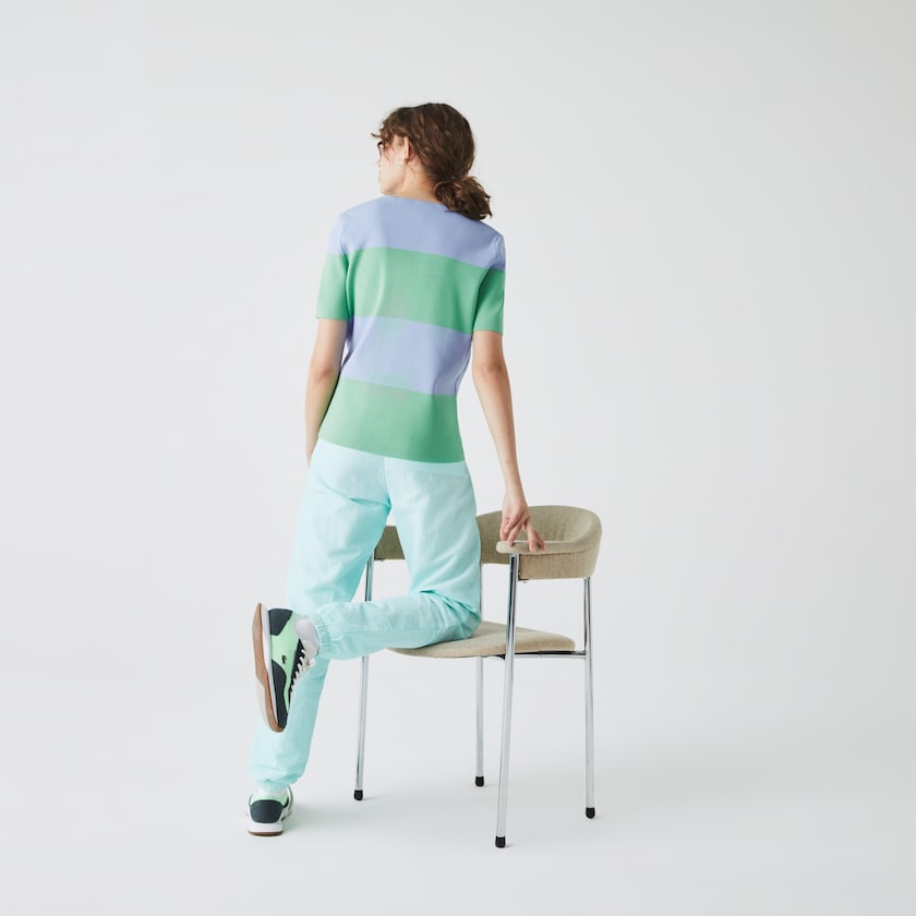 Suéteres Lacoste Feminino Azuis Verdes LIVE Striped Knit AG5-14141E1