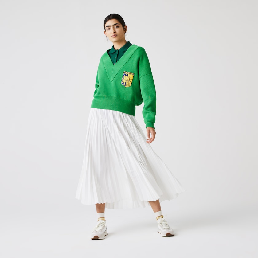 Suéteres Lacoste Feminino Verdes LIVE V-Neck Emblem GG0-33433K4