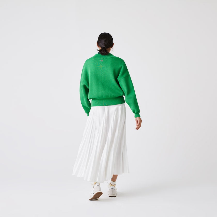 Suéteres Lacoste Feminino Verdes LIVE V-Neck Emblem GG0-33433K4
