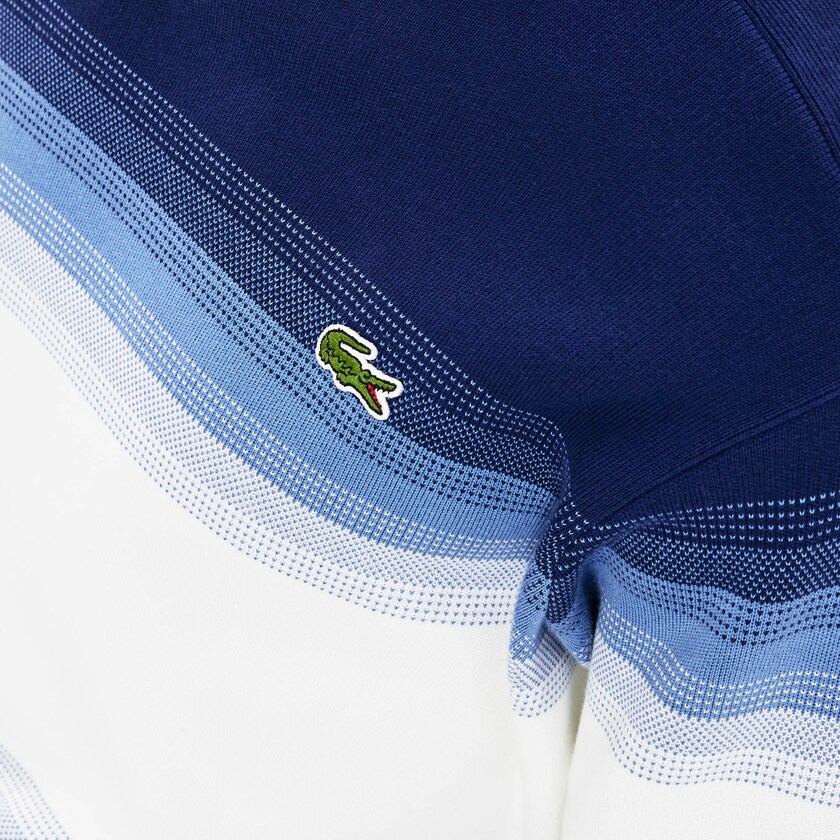 Suéteres Lacoste Masculino Azul Marinho Azuis Azuis Branco Made In France Degraded Cotton Crew Neck OX8-13471G5