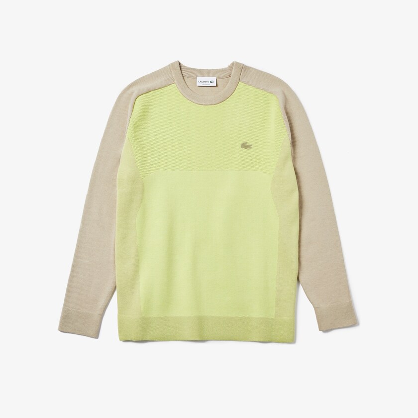 Suéteres Lacoste Masculino Bege Amarelas Motion Breathable Color-Block MI4-79297U4