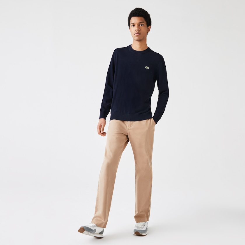 Suéteres Lacoste Masculino Azul Marinho Azuis Organic Cotton Crew Neck LW6-72097O2