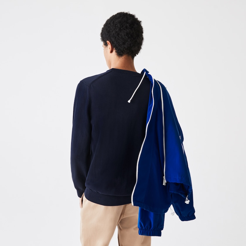 Suéteres Lacoste Masculino Azul Marinho Azuis Organic Cotton Crew Neck LW6-72097O2