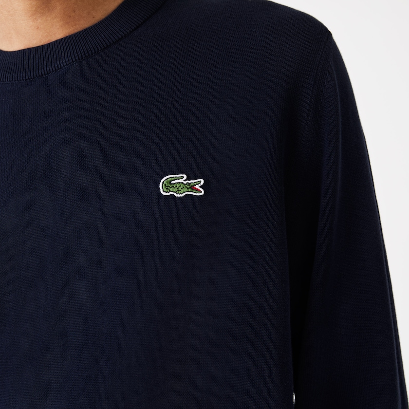 Suéteres Lacoste Masculino Azul Marinho Azuis Organic Cotton Crew Neck LW6-72097O2