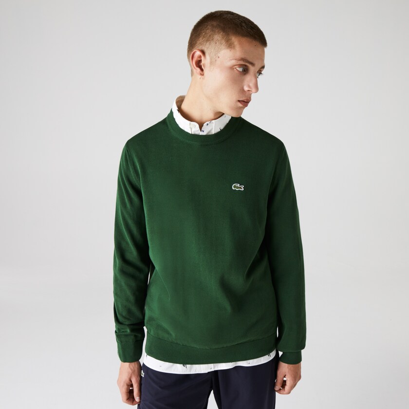Suéteres Lacoste Masculino Verdes Organic Cotton Crew Neck KQ8-35683B2