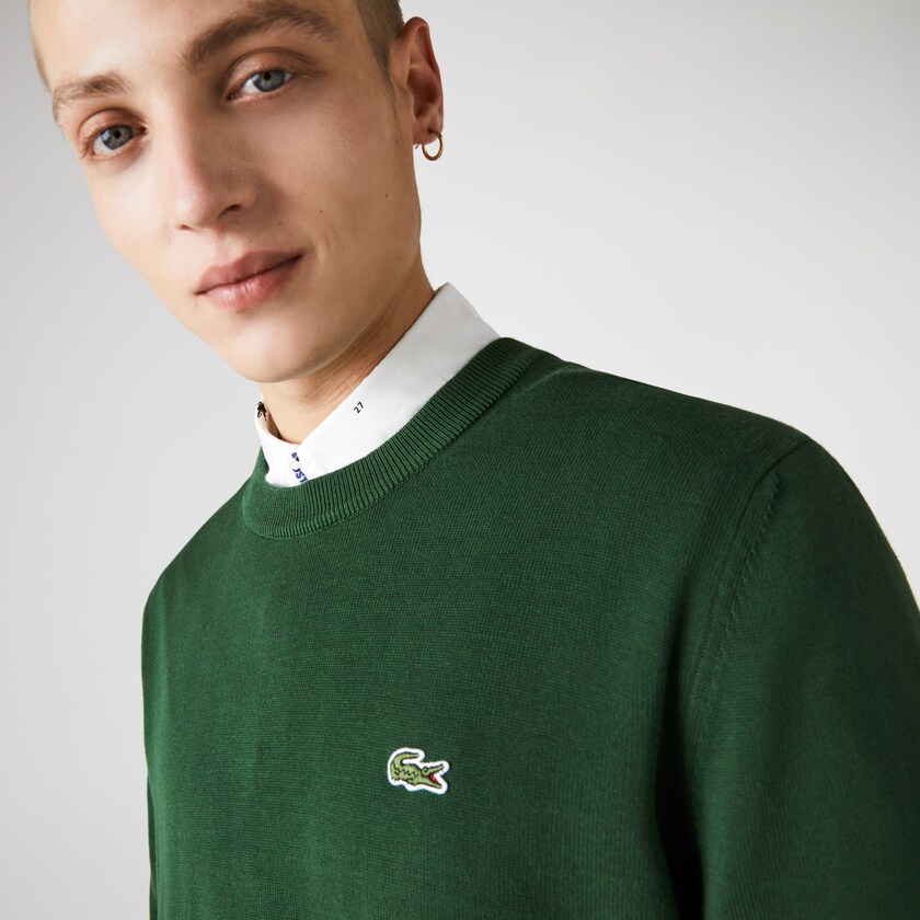 Suéteres Lacoste Masculino Verdes Organic Cotton Crew Neck KQ8-35683B2