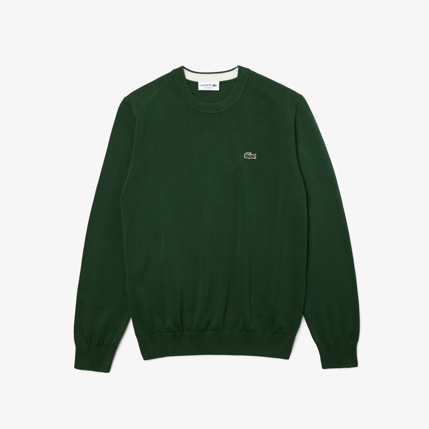 Suéteres Lacoste Masculino Verdes Organic Cotton Crew Neck KQ8-35683B2