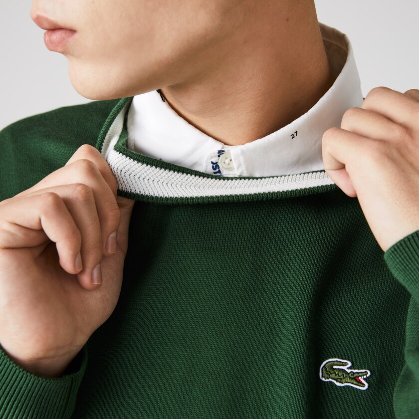 Suéteres Lacoste Masculino Verdes Organic Cotton Crew Neck KQ8-35683B2
