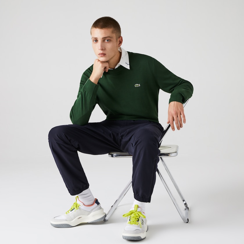 Suéteres Lacoste Masculino Verdes Organic Cotton Crew Neck KQ8-35683B2