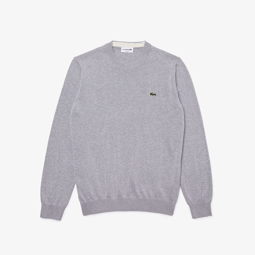 Suéteres Lacoste Masculino Cinzentas Organic Cotton Crew Neck CQ9-56325S6