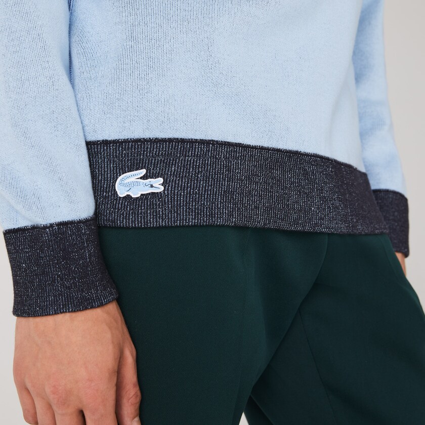 Suéteres Lacoste Masculino Azul Marinho Azuis Azuis Reversible Crew Neck Contrast KD7-10961O4