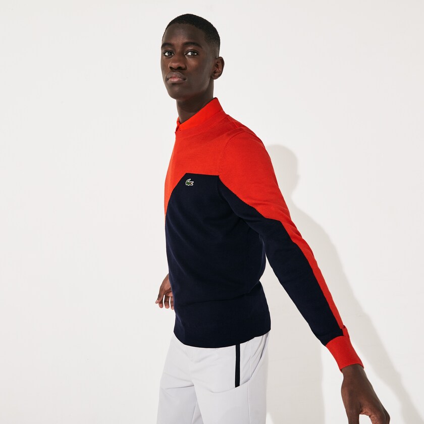 Suéteres Lacoste Masculino Vermelhas Azul Marinho Azuis SPORT Breathable Knit Crew Neck Golf TA5-49684Q1