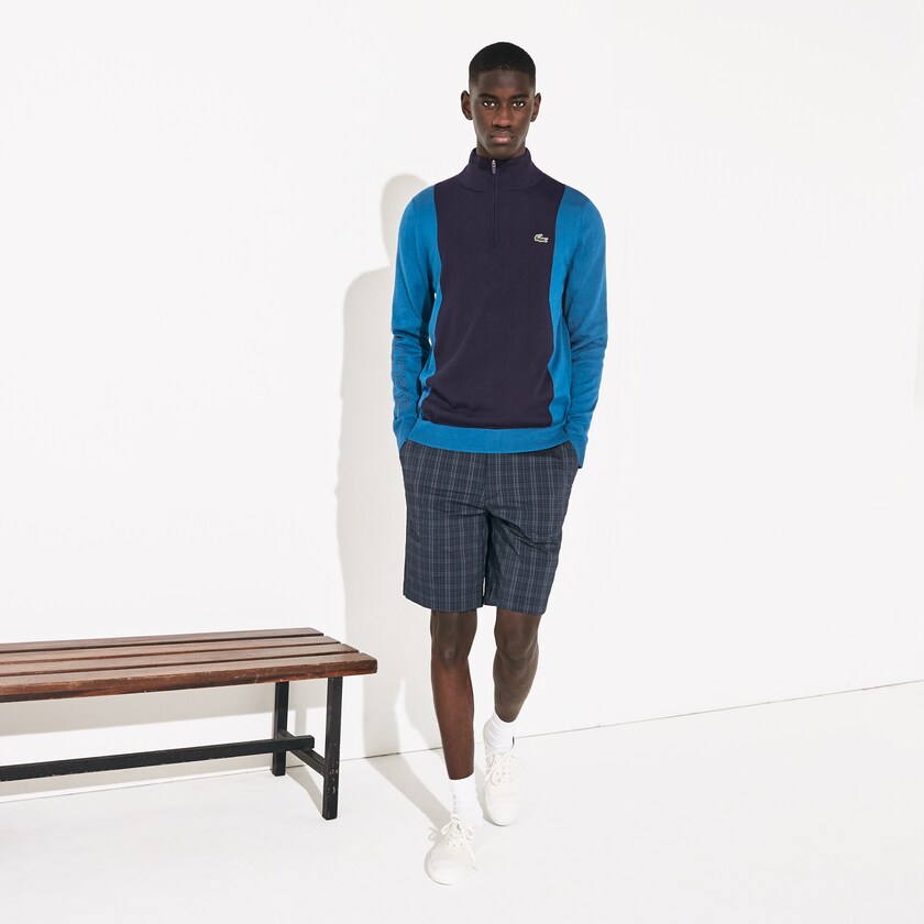 Suéteres Lacoste Masculino Azul Marinho Azuis Azuis Azul Marinho Azuis SPORT Breathable Knit Zip Collar Golf CH4-61486P5