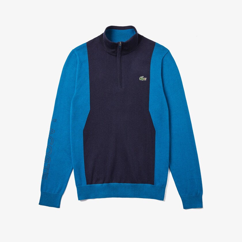 Suéteres Lacoste Masculino Azul Marinho Azuis Azuis Azul Marinho Azuis SPORT Breathable Knit Zip Collar Golf CH4-61486P5