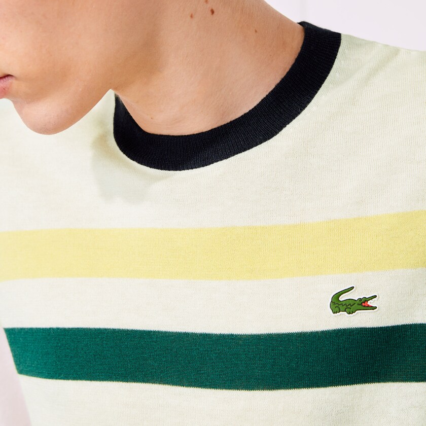 Suéteres Lacoste Masculino Branco Amarelas Verdes Azul Marinho Azuis SPORT Breathable Striped Wool Golf TX2-02930O8