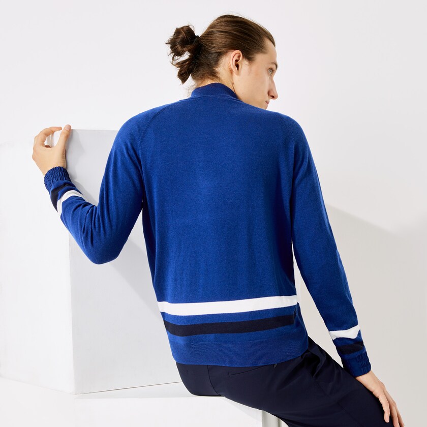 Suéteres Lacoste Masculino Azuis Azul Marinho Azuis Branco SPORT Breathable Wool Golf MI4-37633B0