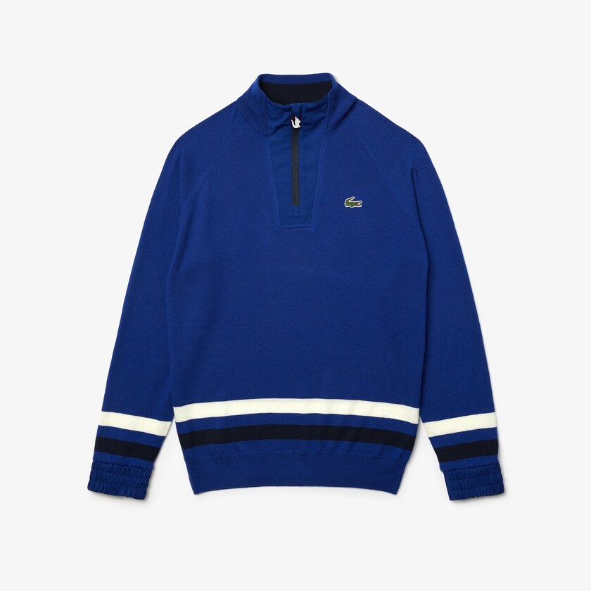 Suéteres Lacoste Masculino Azuis Azul Marinho Azuis Branco SPORT Breathable Wool Golf MI4-37633B0