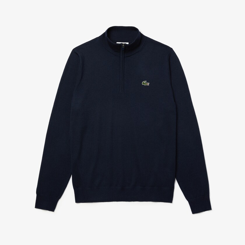 Suéteres Lacoste Masculino Azul Marinho Azuis SPORT Solid Breathable Knit Zip Collar Golf IQ2-97269O7