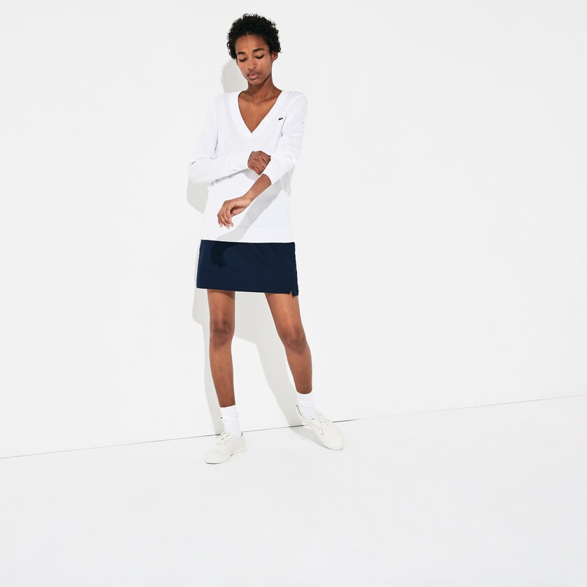 Suéteres Lacoste Feminino Branco SPORT V-neck FP5-32673S4