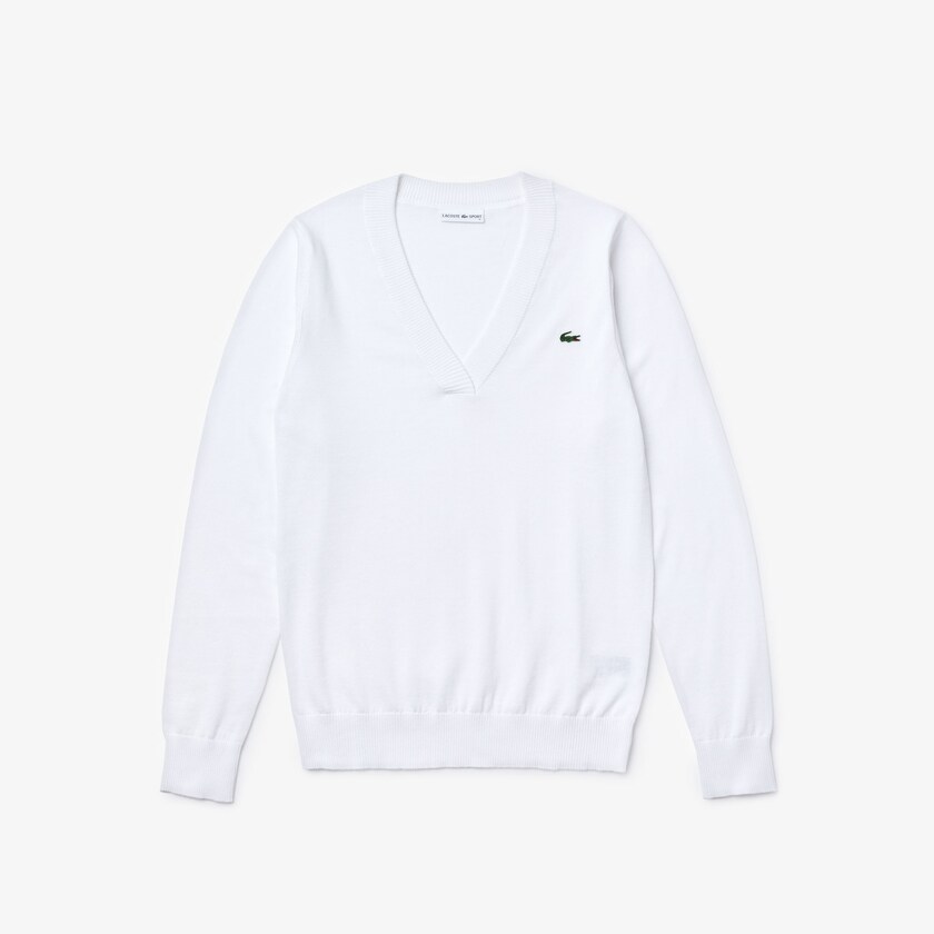 Suéteres Lacoste Feminino Branco SPORT V-neck FP5-32673S4