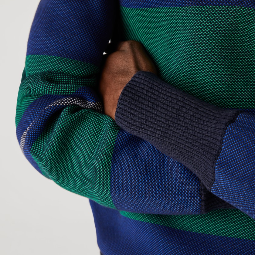 Suéteres Lacoste Masculino Azul Marinho Azuis Azuis Verdes Bege Branco Striped Rugby TA2-24892V9