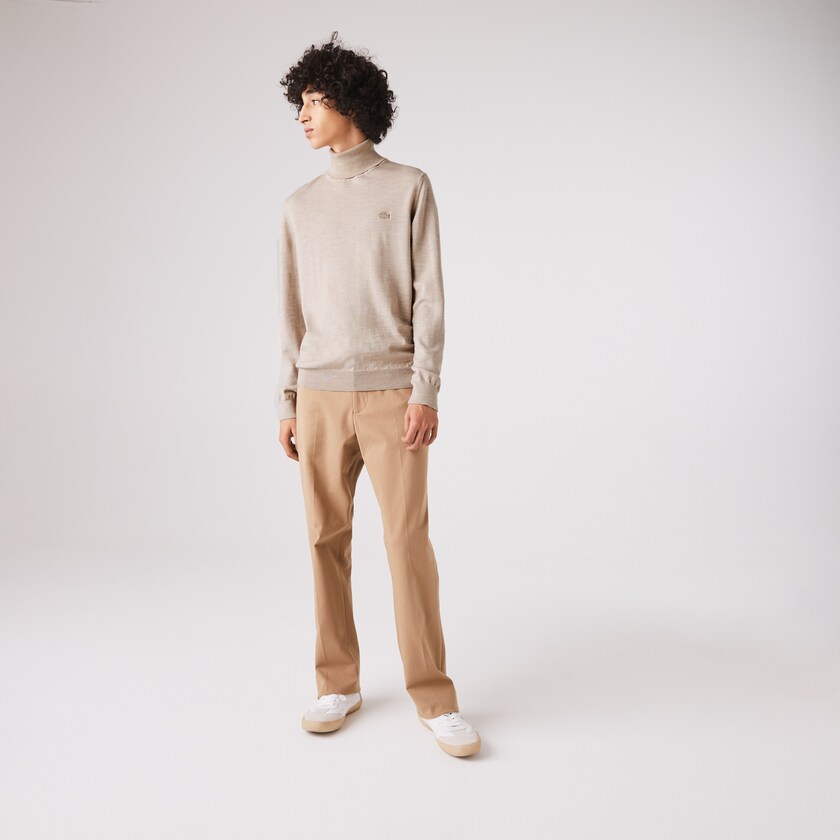 Suéteres Lacoste Masculino Bege Turtleneck Merino Wool AI2-10621Y0
